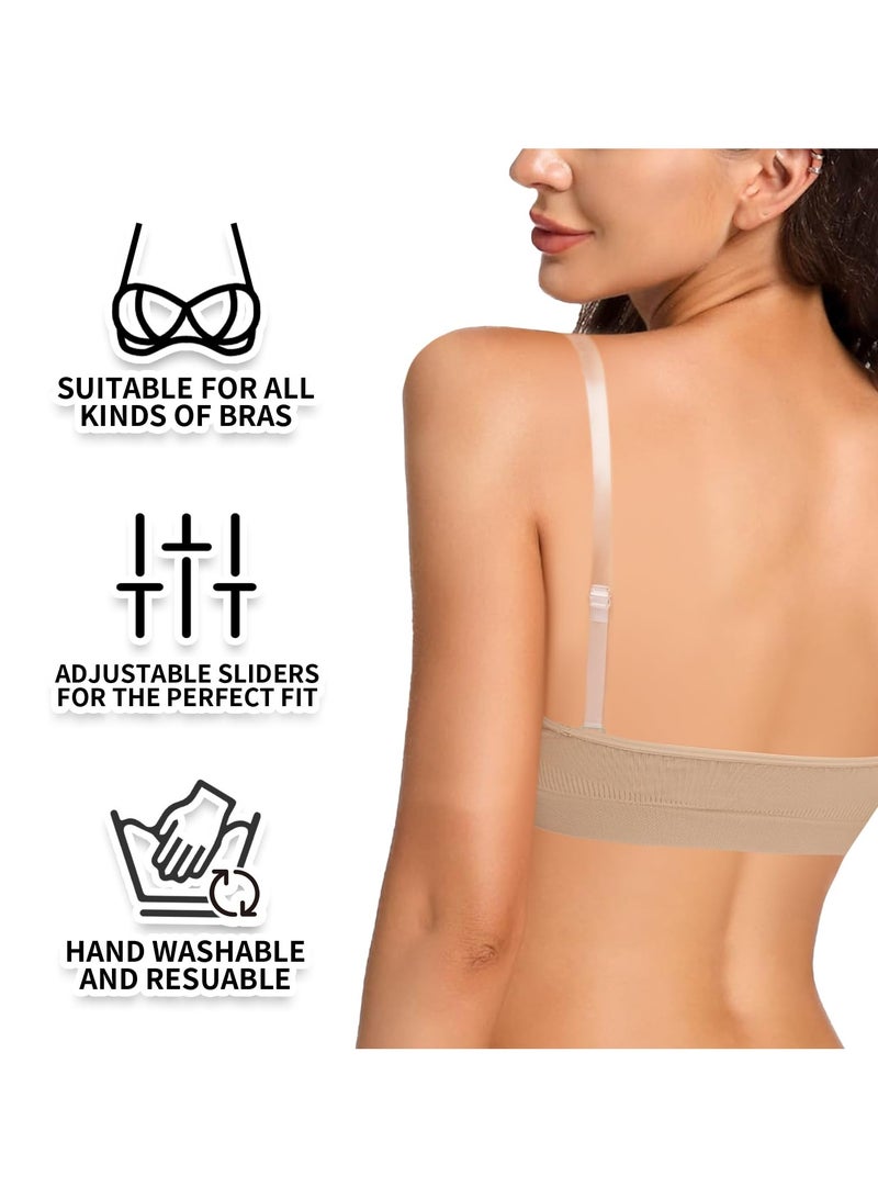 لغة 3 أزواج من حمالات الصدر الشفافة القابلة للتعديل – حمالات كتف غير مرئية وشفافة لحمالات الصدر والفساتين بدون حمالات - Image 4
