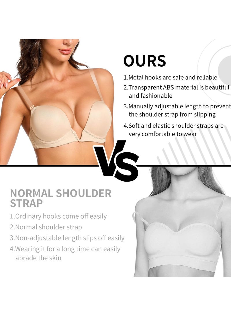 لغة 3 أزواج من حمالات الصدر الشفافة القابلة للتعديل – حمالات كتف غير مرئية وشفافة لحمالات الصدر والفساتين بدون حمالات - Image 5