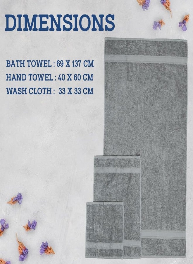 Casa Lino 100% Cotton Bath Towels Set of 4 (1 Bath Towel, 1 Hand Towel & 2 Wash Cloths) - Bathroom Towels and Washcloths Set - Complete Bathroom Set - Guest Room Essentials - (Silver Grey) - Image 4