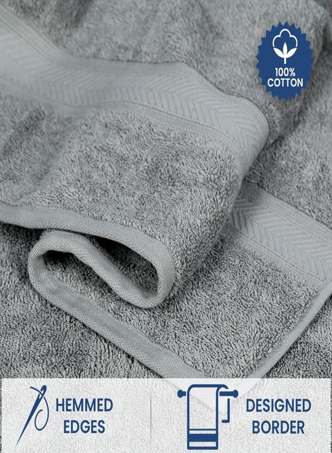 Casa Lino 100% Cotton Bath Towels Set of 4 (1 Bath Towel, 1 Hand Towel & 2 Wash Cloths) - Bathroom Towels and Washcloths Set - Complete Bathroom Set - Guest Room Essentials - (Silver Grey) - Image 5