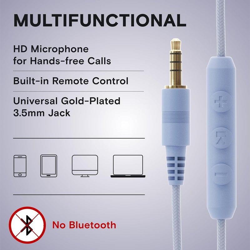 Artix CL750 On-Ear Headphones Wired with Mic and Volume Control — Noise Isolating Corded Over Ear Headphones with Microphone for Laptop and Computer, Plug in Headset with Cord (Aux Jack 3.5mm) - Image 5