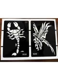 Kotbs 5 Sheets Henna Tattoo Stencil Kit Animals Pattern, 10pcs Large Tiger Dragon Wolf Eagle Scorpion Temporary Glitter Airbrush Tattoo Stencils Tattoo Stickers for Body Arm Leg Paint Body Art  - Image 3
