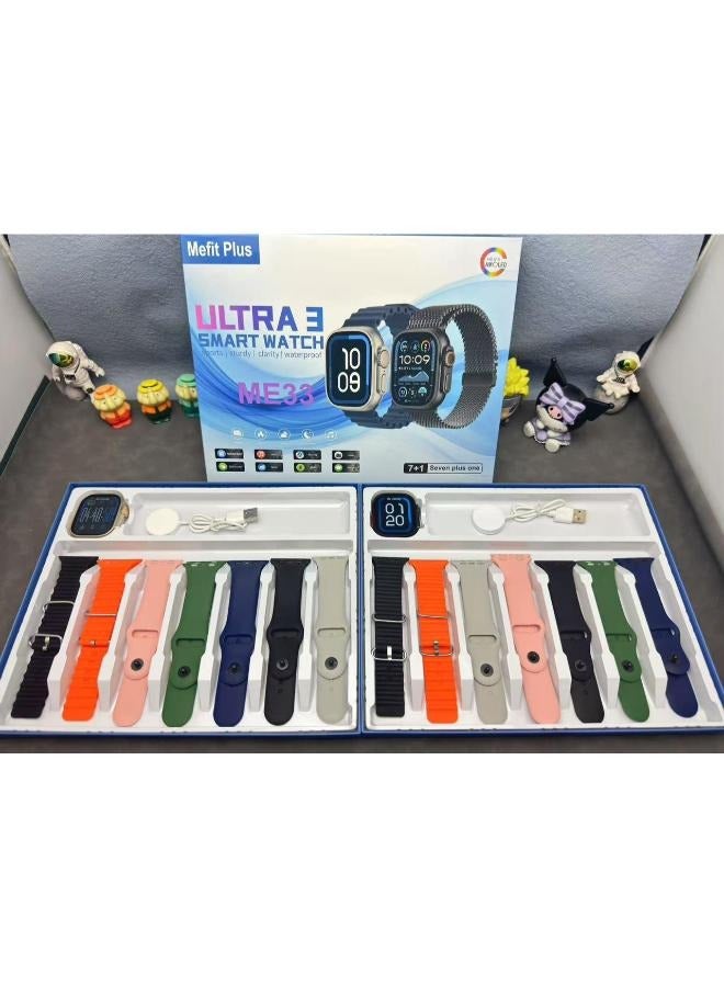 ساعة ذكية Mefit Plus  ME 33  وشحن لاسلكي مع 7+1 اساور