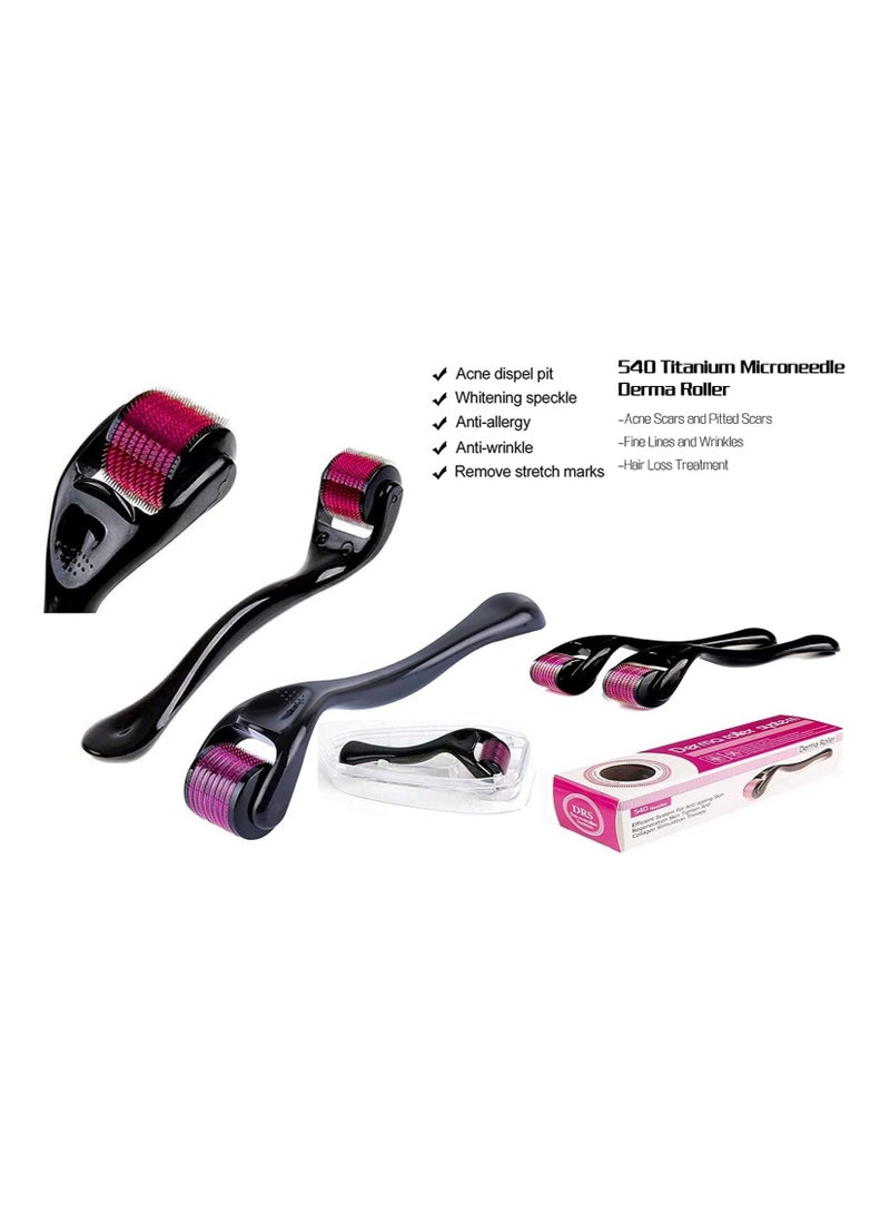Derma Roller ديرما رولر 1 ملم 540 ابرة لنمو الشعر، تيتانيوم للتجاعيد الدقيقة ومكافحة الشيخوخة وندبات حب الشباب وعلاج علامات التمدد وعلاج علامات التمدد الدقيقة وأداة تدليك للعناية بالوجه مع صندوق شفاف - Image 4