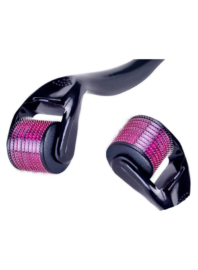 Derma Roller ديرما رولر 1 ملم 540 ابرة لنمو الشعر، تيتانيوم للتجاعيد الدقيقة ومكافحة الشيخوخة وندبات حب الشباب وعلاج علامات التمدد وعلاج علامات التمدد الدقيقة وأداة تدليك للعناية بالوجه مع صندوق شفاف - Image 1