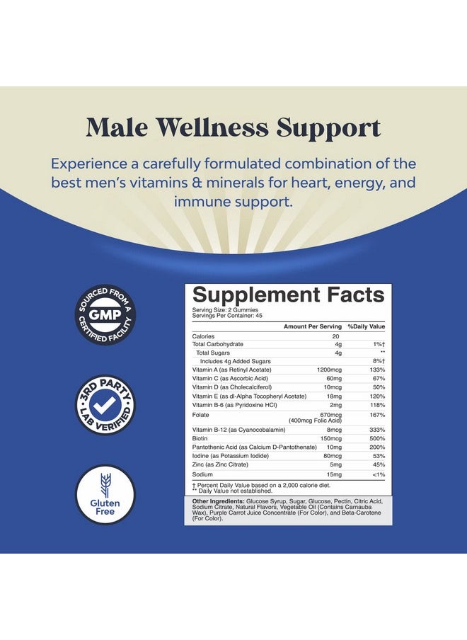 Natures Craft - Daily Mens Multivitamins Gummies Mens Gummy Multivitamins With Zinc And Biotin Immune Support Gummies Potent Mens Vitamins Gummies For Energy And Immunity Nongmo Gluten Free And Halal 90 Count - Image 1