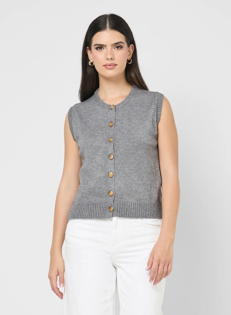 جينجر Knitted Button Down Vest