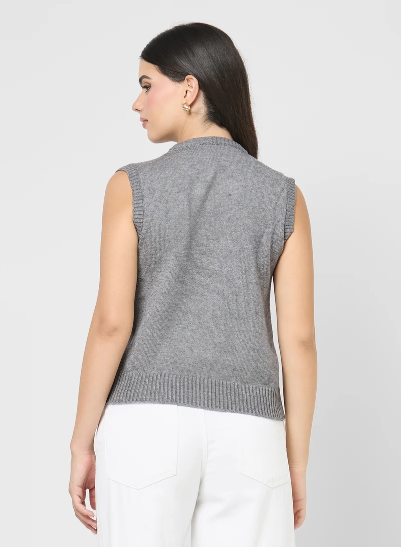 جينجر Knitted Button Down Vest