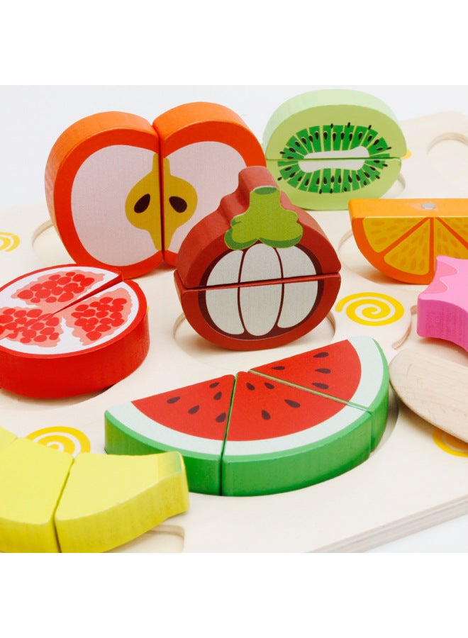 Children's Educational Wooden Magnetic Fruit Cutting Toy Fruit Vegetable Cutting Watching Playhouse Kitchen Toy Cutting-Color:The Breakfast Style Is Cut To See The Spelling.  - Image 4
