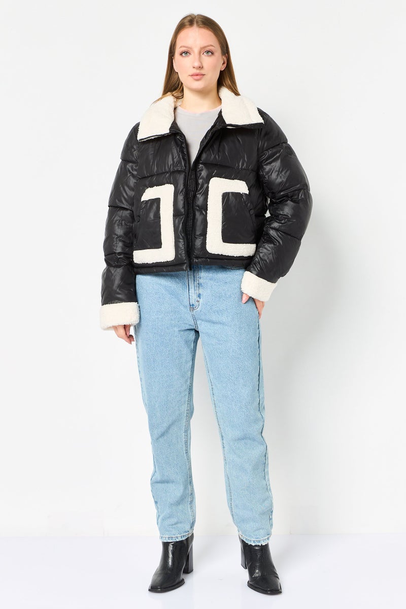 French Connection جاكيت مبطن للنساء، أسود - Image 3