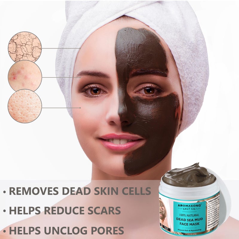 Aromasong 100% Pure Dead Sea Mud Mask - 5 Minute Mask - No Ingredients Added - for Face & Skincare - Blackhead Remover - Anti-aging - Pore Minimizer - Image 2