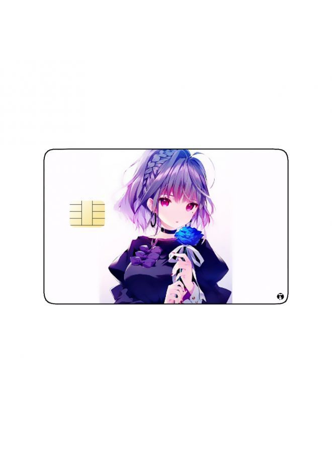 RKN PRINTED BANK CARD STICKER Cute Anime Girl With Rose - Image 2