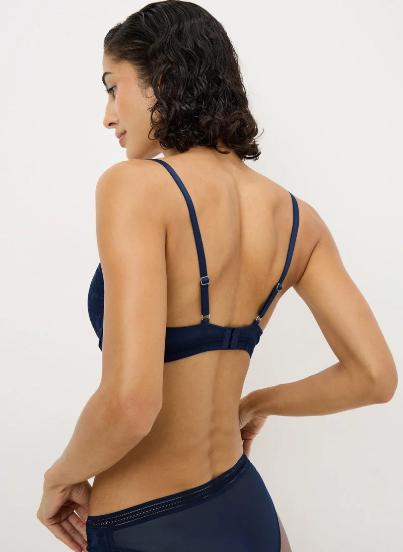 ماتلان طقم حمالة صدر دانتيل أزرق