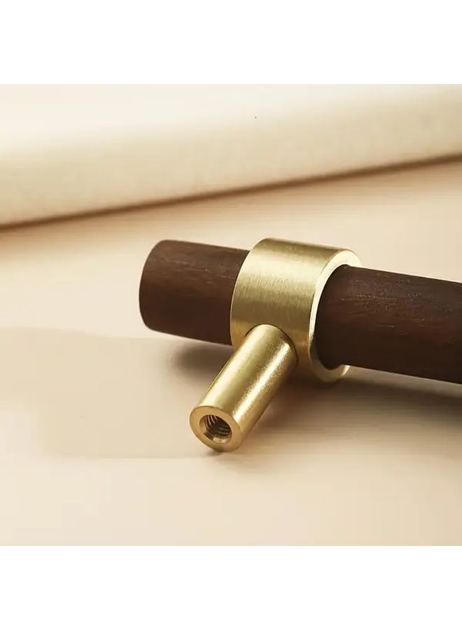 Modern Walnut And Brass Cabinet Drawer Handles Set Of 2 With Screws - Image 5