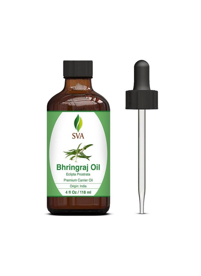 SVA Organics - Sva Bhringraj Premium Carrier Oil 4Oz (118Ml) With Dropper For Hair Oiling, Scalp Massage & Skin Care - Image 1
