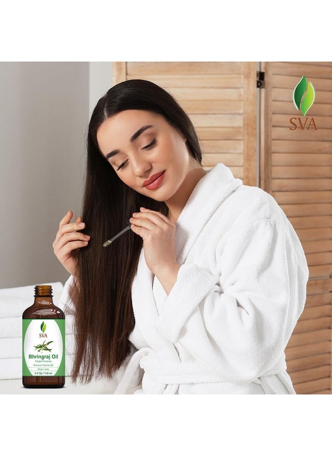 SVA Organics - Sva Bhringraj Premium Carrier Oil 4Oz (118Ml) With Dropper For Hair Oiling, Scalp Massage & Skin Care - Image 1