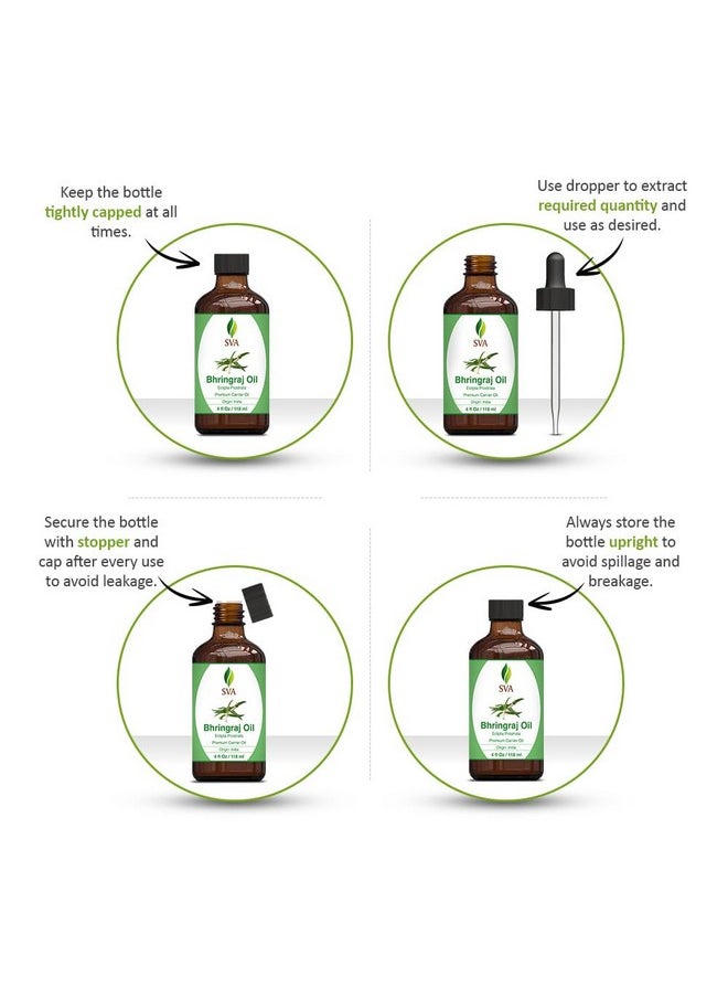 SVA Organics - Sva Bhringraj Premium Carrier Oil 4Oz (118Ml) With Dropper For Hair Oiling, Scalp Massage & Skin Care - Image 1