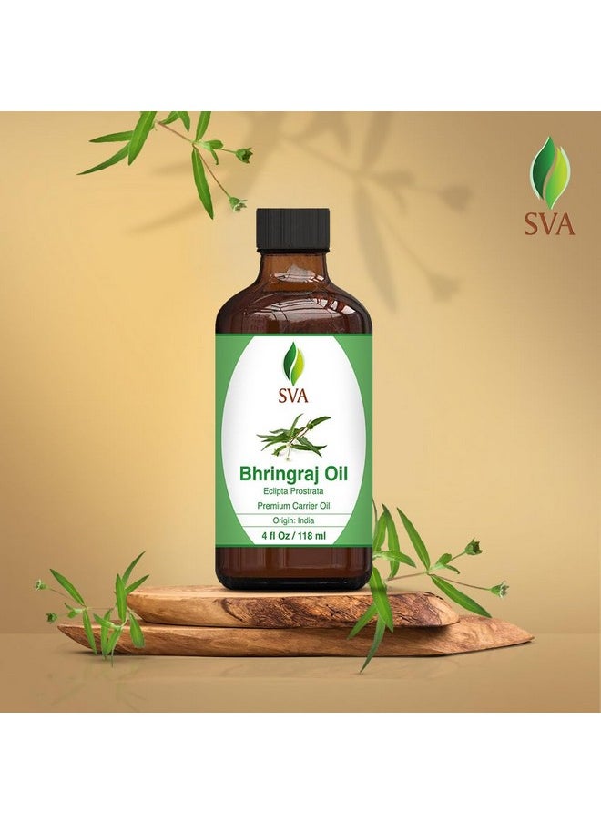 SVA Organics - Sva Bhringraj Premium Carrier Oil 4Oz (118Ml) With Dropper For Hair Oiling, Scalp Massage & Skin Care - Image 1