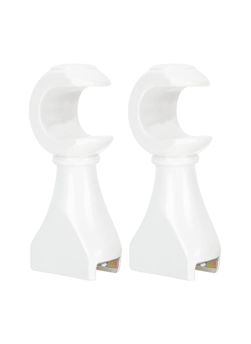 SYOSI - 2Pcs Curtain Holder Wooden Curtain Rod Brackets Wall Heavy Duty Drapery Rod Holders Wood Curtain Rod Hooks Hardware Drapes Rack White Curtain Hooks - Image 1