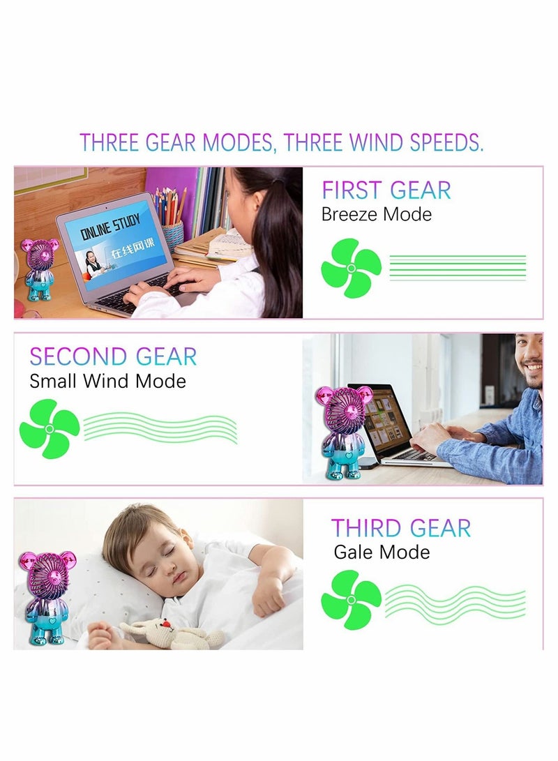 Excefore Handheld Fan Portable Fan Mini Hand Held Fan with USB Rechargeable Battery 3 Speed Personal Desk Table Fan with Base Handheld Fan for Outdoor Travelling or Indoor Office Home (Green) - Image 5