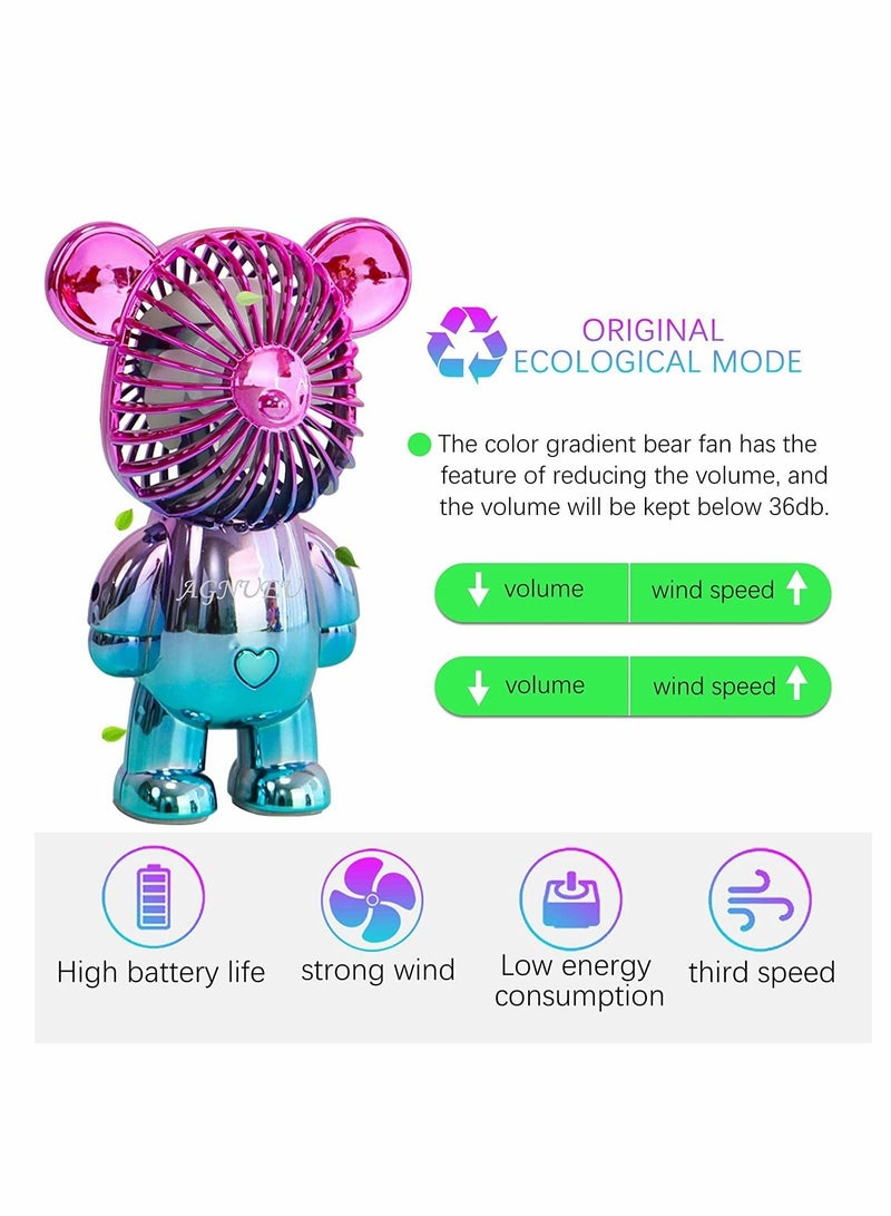 Excefore Handheld Fan Portable Fan Mini Hand Held Fan with USB Rechargeable Battery 3 Speed Personal Desk Table Fan with Base Handheld Fan for Outdoor Travelling or Indoor Office Home (Green) - Image 3