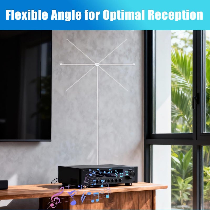 Ancable Indoor FM Radio Antenna for Stereo Receiver, F Type Male Dipole Stereo Antenna for Pioneer Onkyo Yamaha Marantz Bose Wave Table Top Radio HiFi AV Stereo Receiver Mini System FM 6-Feet - Image 5