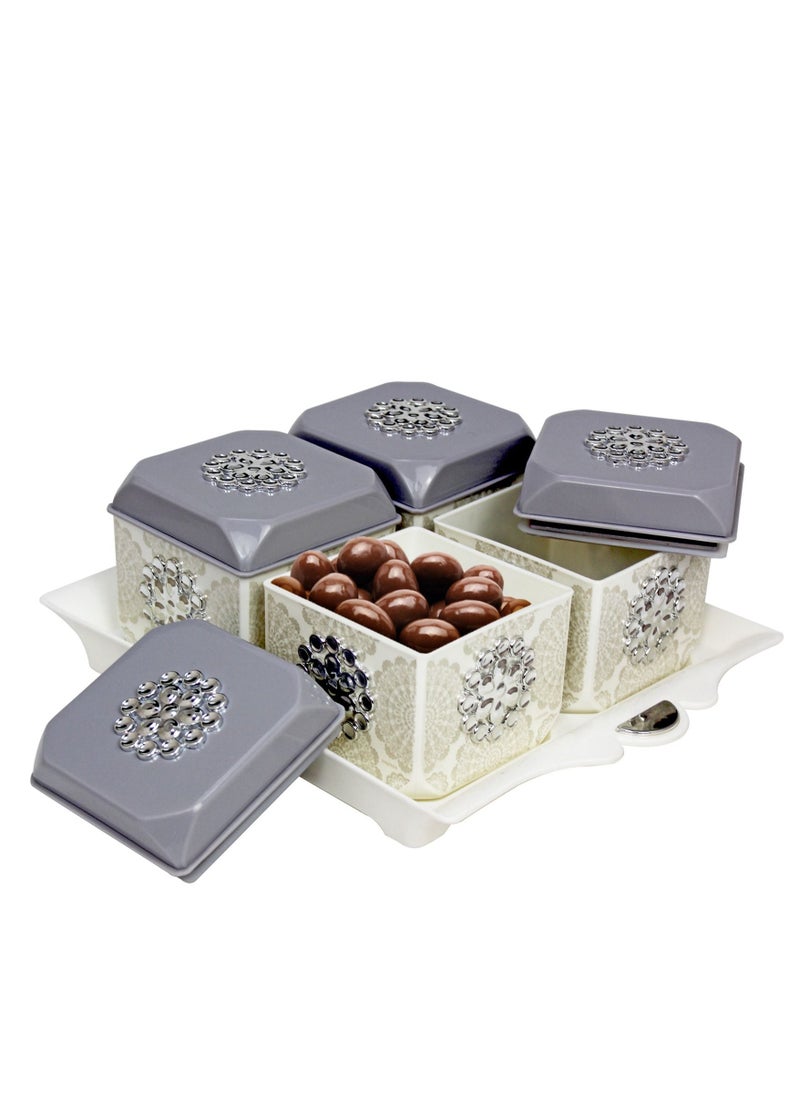 NAYASA - Nayasa Dry Fruit Tray with Leakproof Containers Florentine Grey - Image 1