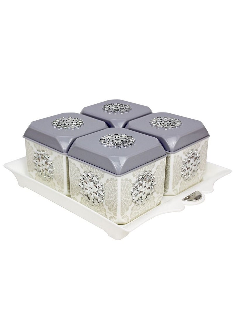 NAYASA - Nayasa Dry Fruit Tray with Leakproof Containers Florentine Grey - Image 1