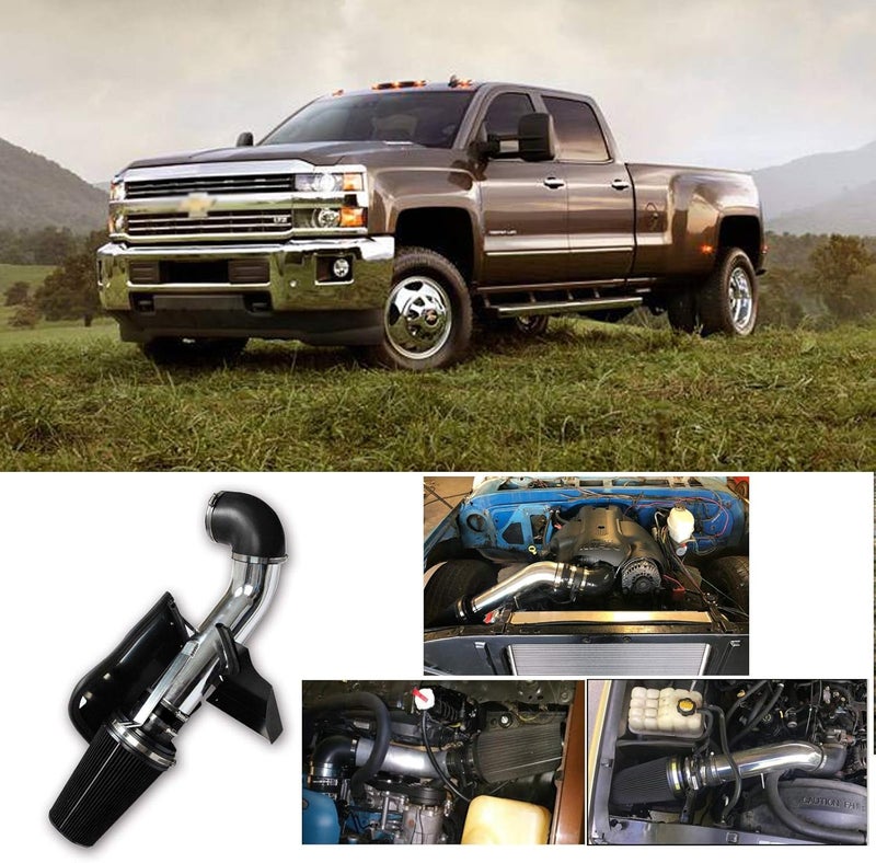 SUPERFASTRACING 4" Cold Air Intake System + Heat Shield Replacement for 1999-2006 GMC/Chevy V8 4.8L/5.3L/6.0L Silverado 1500/2500/3500 (Black) - Image 2