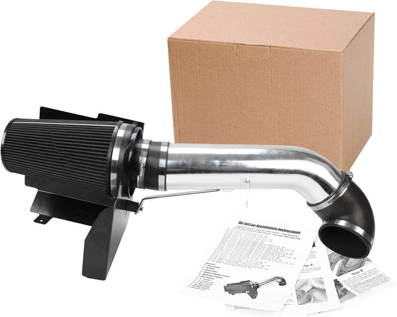 SUPERFASTRACING 4" Cold Air Intake System + Heat Shield Replacement for 1999-2006 GMC/Chevy V8 4.8L/5.3L/6.0L Silverado 1500/2500/3500 (Black) - Image 1