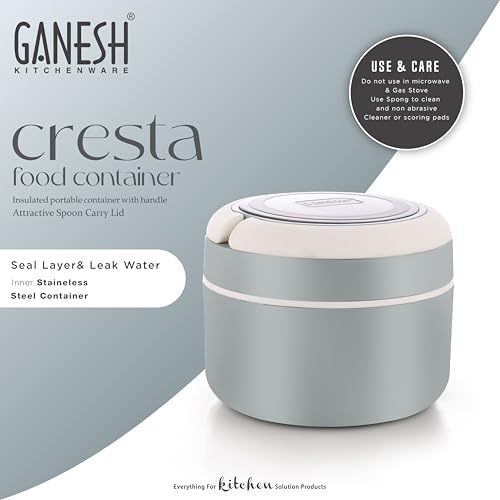 Ganesh Cresta Food Insulated Airtight Leak-Proof Lunch Box for Office, School, Picnic - 400ml -Color May Vary, Plastic - Image 5