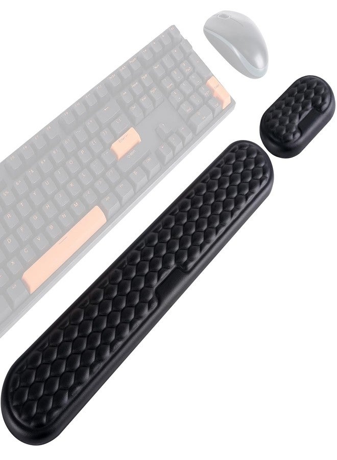 LLCJYYCY Wrist Rest for Keyboard and Mouse, Ergonomic Memory Foam Keyboard Set with Non-Slip Base, Soft Arm Cushion & Palm Support for Office, Home, Gaming & Laptop Typing, Reduces Fatigue & Strain, Black - Image 1