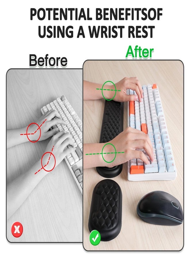 LLCJYYCY Wrist Rest for Keyboard and Mouse, Ergonomic Memory Foam Keyboard Set with Non-Slip Base, Soft Arm Cushion & Palm Support for Office, Home, Gaming & Laptop Typing, Reduces Fatigue & Strain, Black - Image 3