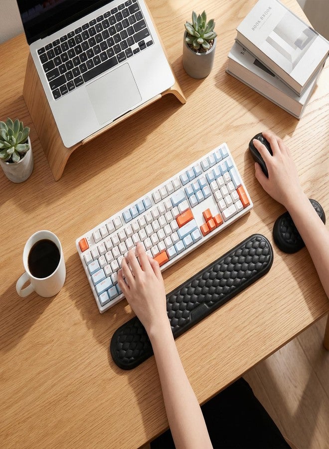 LLCJYYCY Wrist Rest for Keyboard and Mouse, Ergonomic Memory Foam Keyboard Set with Non-Slip Base, Soft Arm Cushion & Palm Support for Office, Home, Gaming & Laptop Typing, Reduces Fatigue & Strain, Black - Image 4