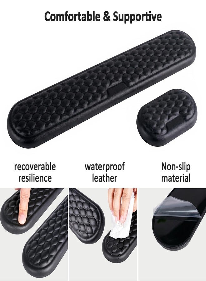 LLCJYYCY Wrist Rest for Keyboard and Mouse, Ergonomic Memory Foam Keyboard Set with Non-Slip Base, Soft Arm Cushion & Palm Support for Office, Home, Gaming & Laptop Typing, Reduces Fatigue & Strain, Black - Image 2