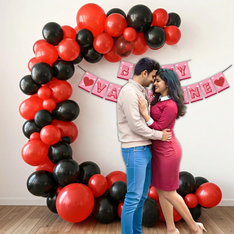 1iAM Valentine's Day Decoration Pack of 42 - 1pc Banner, 40pcs Balloons & 1pc Arch for Propose Day, Promise Day, Romantic Dinner, Surprise Party Decoration for Boyfriend, Girlfriend, Husband, Wife - Image 3