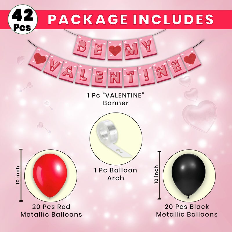 1iAM Valentine's Day Decoration Pack of 42 - 1pc Banner, 40pcs Balloons & 1pc Arch for Propose Day, Promise Day, Romantic Dinner, Surprise Party Decoration for Boyfriend, Girlfriend, Husband, Wife - Image 2