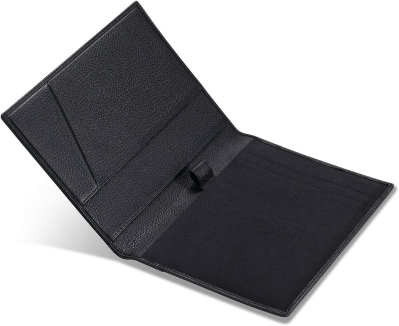 HISCOW Leather Junior Padfolio for Men & Women with Pen Loop, Italian Calfskin, Business Portfolio Notebook Folder (Pebbled Black) - Image 3