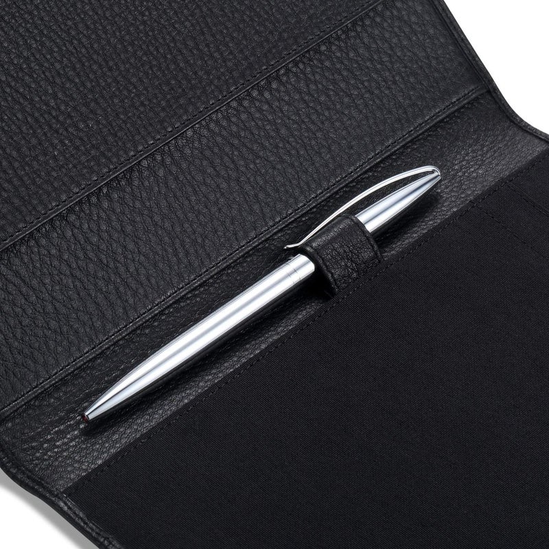 HISCOW Leather Junior Padfolio for Men & Women with Pen Loop, Italian Calfskin, Business Portfolio Notebook Folder (Pebbled Black) - Image 4
