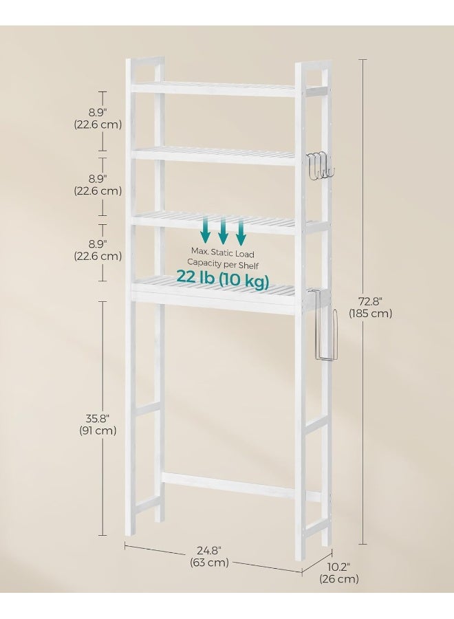 SONGMICS Over The Toilet Storage, 4-Tier Over Toilet Bathroom Organizer with Adjustable Shelves, 10.2 x 24.8 x 72.8 Inches, Space-Saving, Cloud White - Image 3