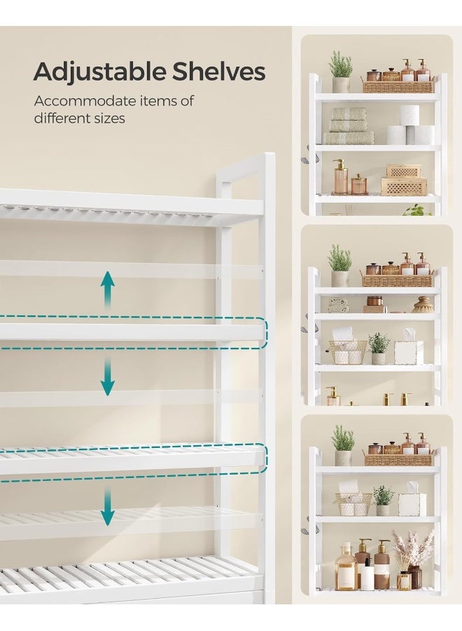 SONGMICS Over The Toilet Storage, 4-Tier Over Toilet Bathroom Organizer with Adjustable Shelves, 10.2 x 24.8 x 72.8 Inches, Space-Saving, Cloud White - Image 4
