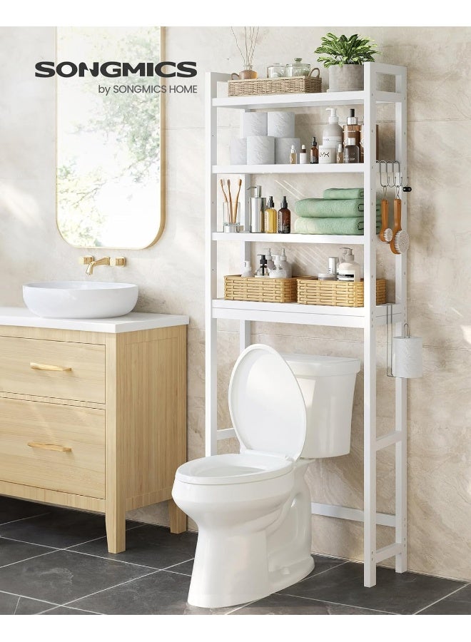 SONGMICS Over The Toilet Storage, 4-Tier Over Toilet Bathroom Organizer with Adjustable Shelves, 10.2 x 24.8 x 72.8 Inches, Space-Saving, Cloud White - Image 2
