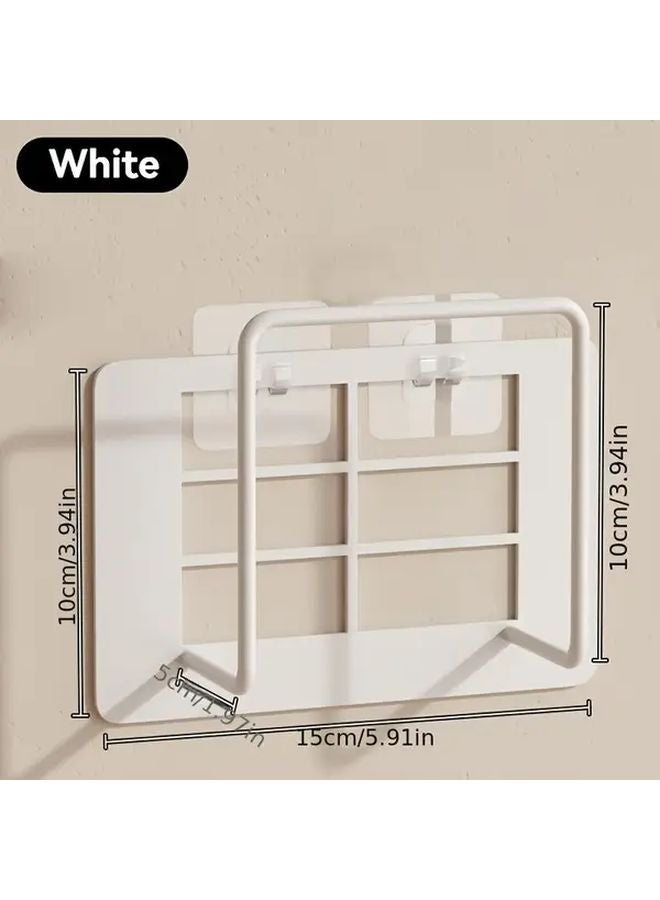 White Metal Wall Mounted Shelf No Drill Installation Modern Storage Rack - Image 1