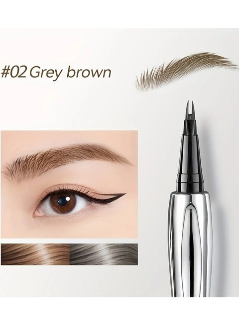 Dual-Tip Eyebrow Pencil - Fine Liner & Brow Definer 2-in-1, Waterproof, Smudge-Proof, Natural Finish, Ergonomic Grip, Beginner-Friendly - Gray Brown