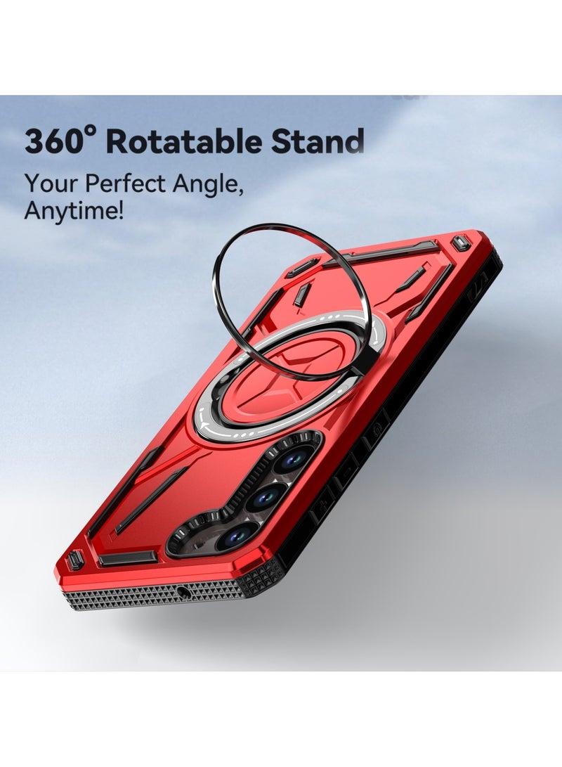 GOLDEN MASK GOLDEN MASK For Samsung Galaxy S24 Plus Armored II Series Mag-Safe Magnetic Holder Phone Case (Red) - Image 4