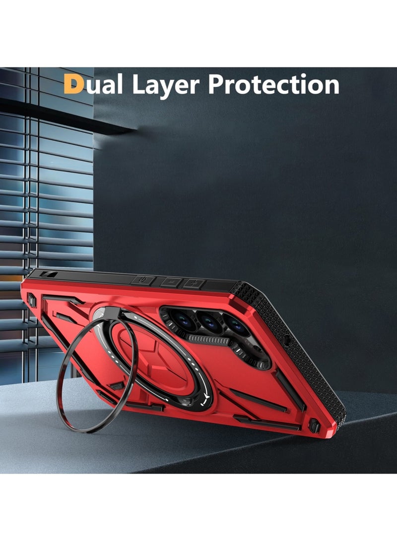 GOLDEN MASK GOLDEN MASK For Samsung Galaxy S24 Plus Armored II Series Mag-Safe Magnetic Holder Phone Case (Red) - Image 3