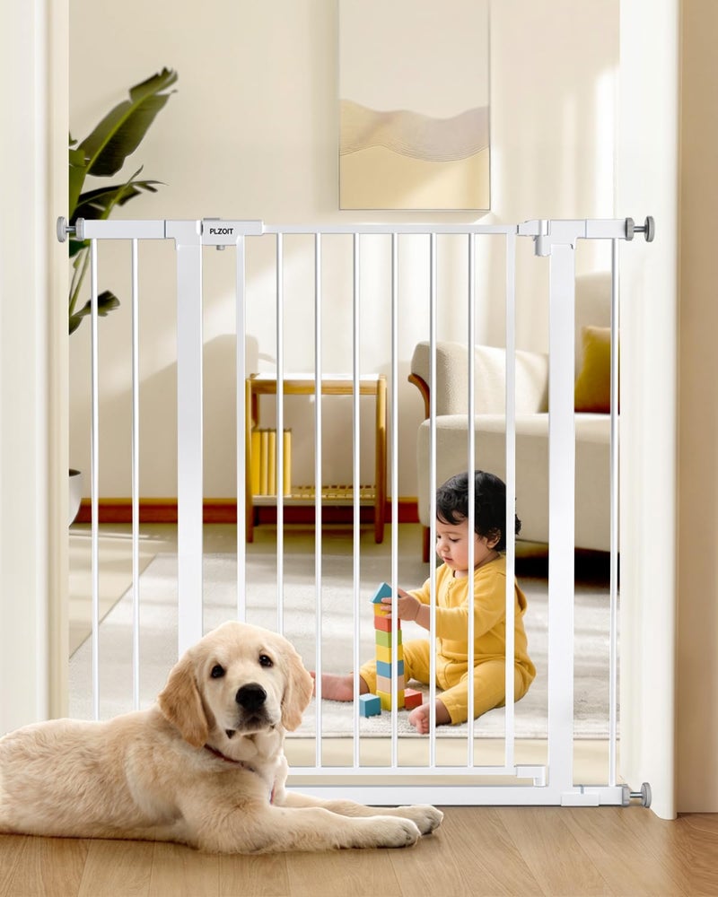 PLZOIT 36" Extra Tall Baby Gate for Stairs, 29.5-40.5" Wide Dog Gate for Doorways, Walk Thru Auto Close Metal Pet Gate for The House, Stairs and Doorways, Child Gate Pressure Mounted Dog Gate Indoor - Image 1