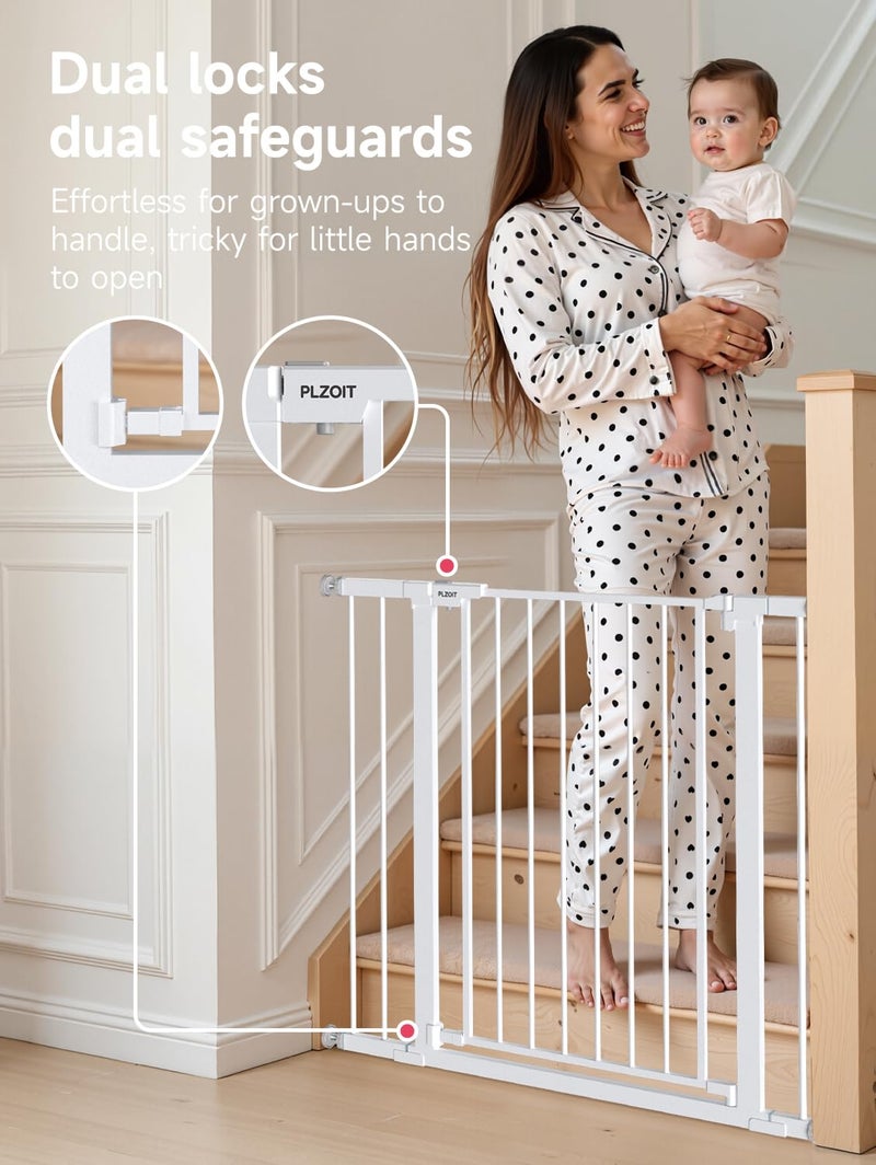 PLZOIT 36" Extra Tall Baby Gate for Stairs, 29.5-40.5" Wide Dog Gate for Doorways, Walk Thru Auto Close Metal Pet Gate for The House, Stairs and Doorways, Child Gate Pressure Mounted Dog Gate Indoor - Image 3