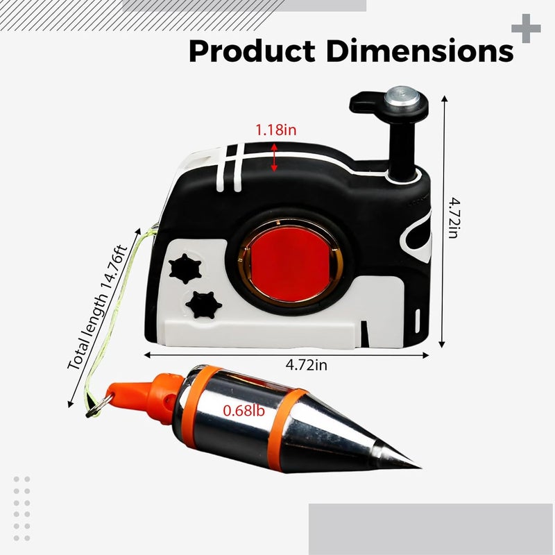Plumb Bob With Strong Attachment, Retractable Reel, 10.7 Oz With 14.8 Ft String, Black And White, For Vertical Alignment, Construction - Image 5