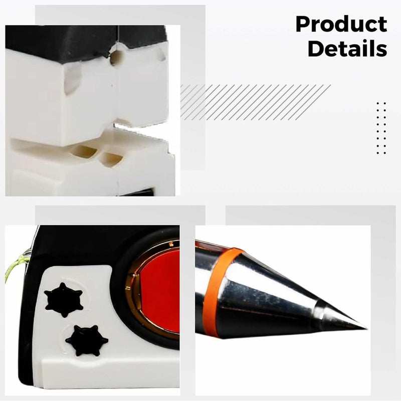 Plumb Bob With Strong Attachment, Retractable Reel, 10.7 Oz With 14.8 Ft String, Black And White, For Vertical Alignment, Construction - Image 2